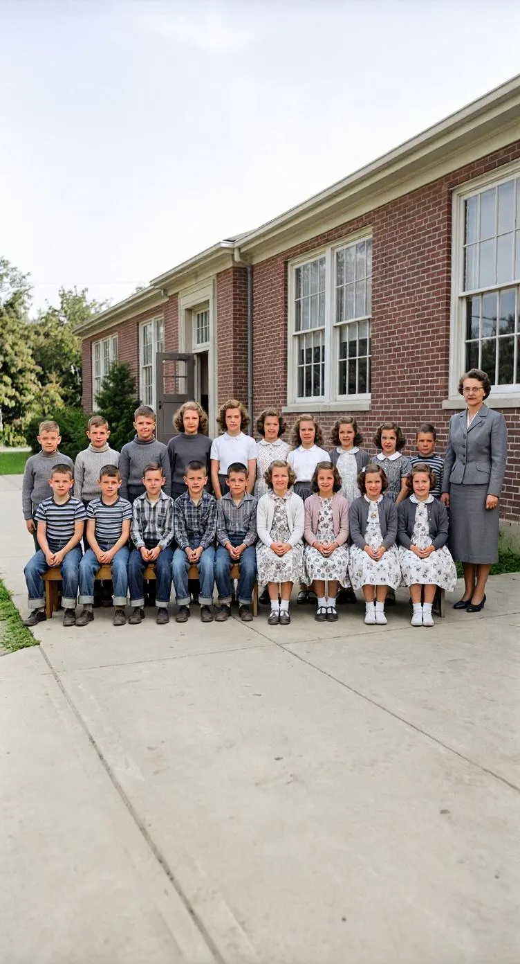The same class photo with the children's faces sharpened